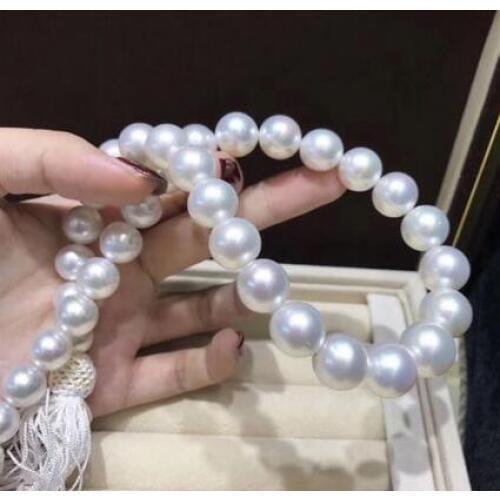 Free shipping >>>>noble jewelry AAA ++huge south sea white round 12-14mm pearl necklace 14k