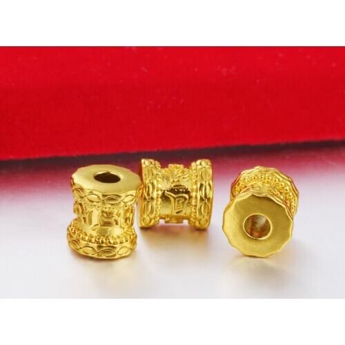 11x10mm Vietnam Sand Gold Six Words True Words Bucket Beads DIY Manual Accessories Accessories Loose Beads Does Not Fade