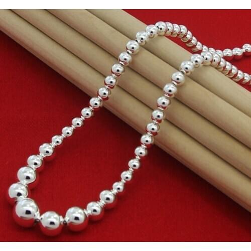 925 Silver Large And Small Beads Chains Necklaces Unisex Simple Necklace For Women Men Anniversary Fashion Jewelry Gifts