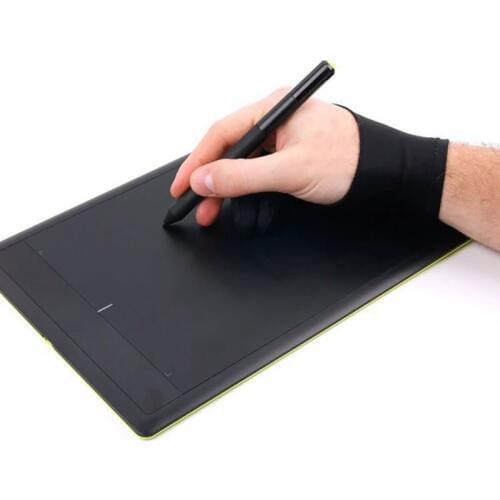 Black 2 finger anti-fouling,both for right and left hand artist drawing glove for any Graphics drawing Tablet black S M L size