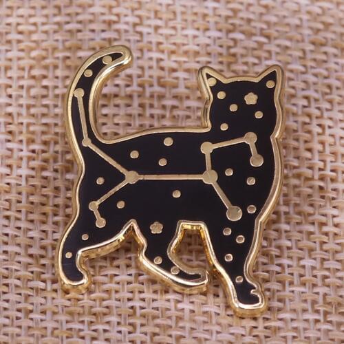 Starry night cat enamel pin Zodiac Libra Mystic Animal Western Zodiac Symbol and Corresponding Constellation All symbols Badge
