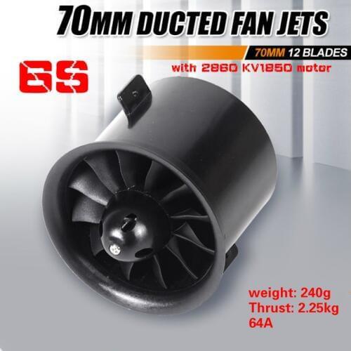 FMS 70mm 12 Blades Ducted Fan EDF Unit With Inrunner 2860 KV1850 Motor 6S version For RC Airplane Model Plane Aircraft Parts