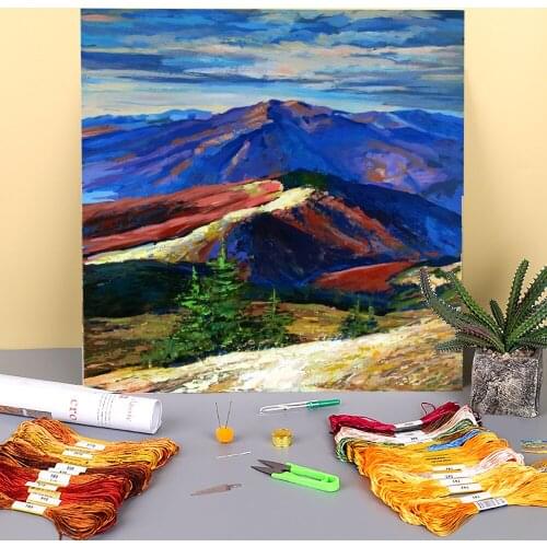 Landscape Carpathians Printed Canvas 11CT Cross Stitch DIY Embroidery Patterns DMC Threads Painting work Hobby Different