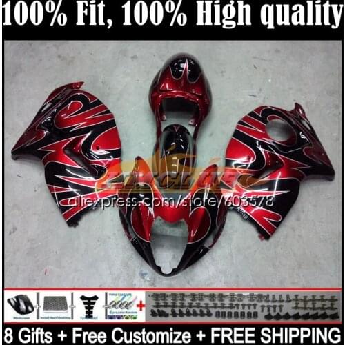 Injection For SUZUKI GSXR1300 Hayabusa 2008 2009 2010 2011 2012 2013 21CL.287 red flames GSXR 1300 CC 14 15 16 17 18 19 Fairing