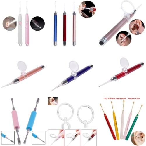 1Set LED Baby Ear Cleaner Ear Wax Removal Tool Flashlight Earpick Ear Cleaning Earwax Remover Luminous Ear Curette Light Spoon