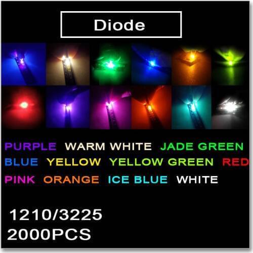 JASNPROSMA 1210 3528 SMD LED 2000PCS Red Orange Yellow Green Jade green Lce Blue White Warm white Pink Purple light colors