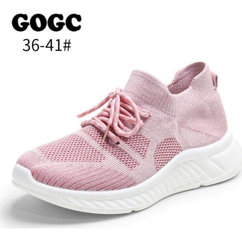 GOGC Women Shoes Knitting Sock Sneakers Women Spring Summer Slip On Flat Shoes Women Plus Size Loafers Flats Walking krasovki Fa