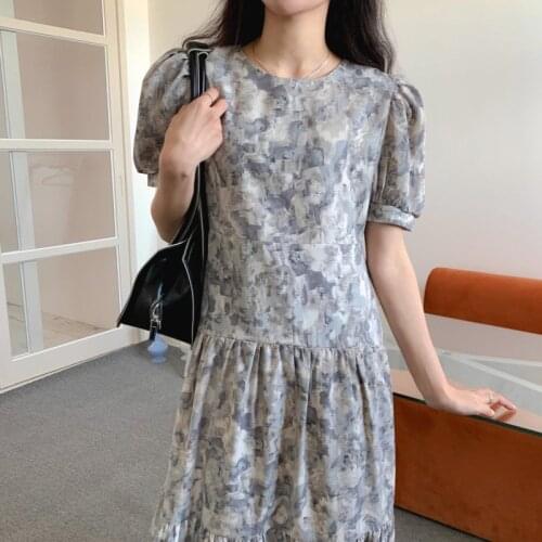 O Neck Party Dress 2021 Summer Floral Dresses Women Short Sleeve Printing Long Dress Elegant Casual Vintage Vestidos 13795