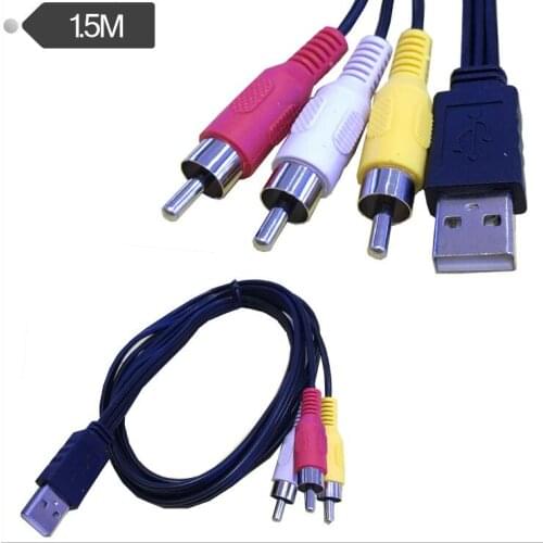LBSC USB A Male to 3 RCA Phono AV Cable Lead PC TV Aux Audio Video adapter-1.5M