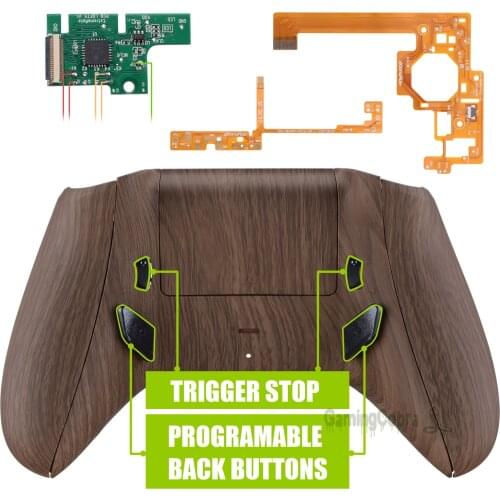 EXtremeRate Wood Grain Lofty Programable Remap & Trigger Stop Kit, Back Buttons & Trigger Lock for Xbox One S/X Controller