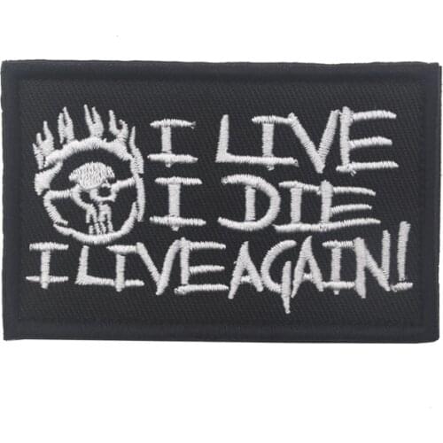 Mad Max Fury I LIVE I DIE I LIVE AGAIN Embroidered Hook Patch Emblem Badge Applique Patch for backpack hat jacket bag