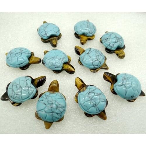 Natural stone Quartz crystal tiger eye aventurine opal Hand-carved turtle Gem stones pendant for Diy Jewelry making necklace 1pc