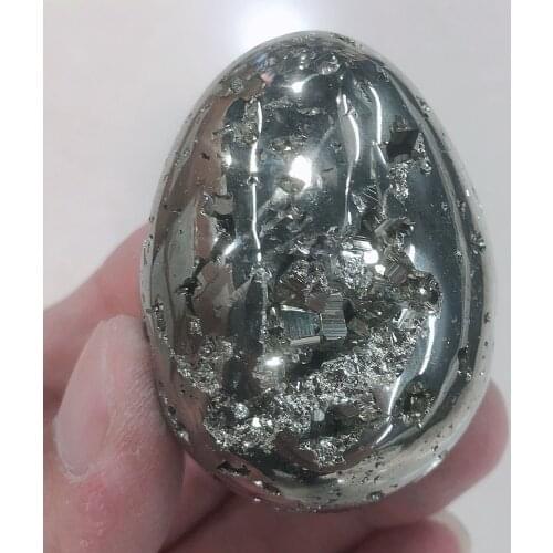 Natural Crystal Quartz Pyrite Egg Shape Ore Specimen Energy Reiki Aquarium Home Room Office Decoration Accessories Gemstone