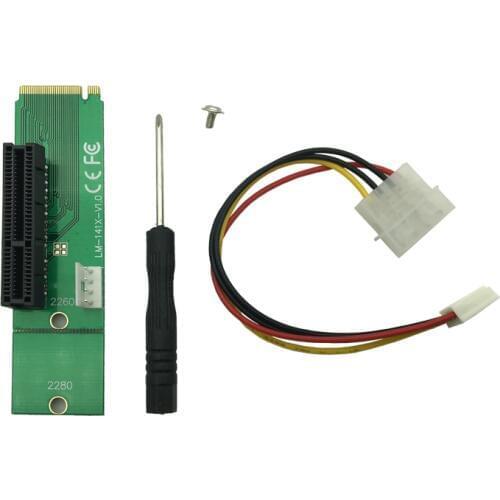 New PCI-E 4X Female to NGFF M.2 M Male Adapter Key 4Pin Power Cable Converter Card Riser Card for BTC Miner Mining Drop Shipping