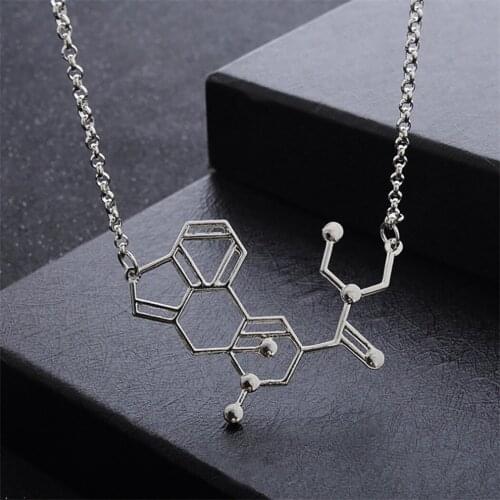 Unisex Necklace Irregular Geometric Line Chemical Molecular Structure Creative Molecular Decor Jewelry Charm Man And Women