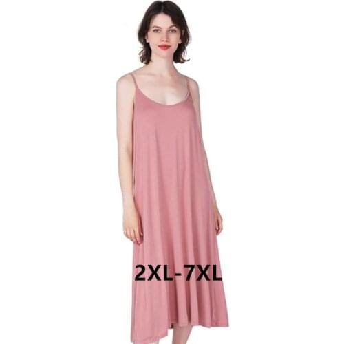 Sexy sleepwear women plus size cotton nightwear night dress loose sling ingerie long nightdress female modal soft nightgown 7XL