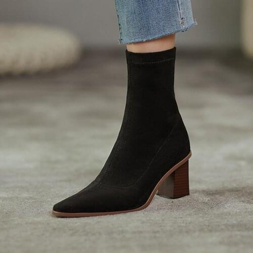 Sexy high heels thin stretch boots 2021 autumn and winter thick heel ankle boots children socks boots