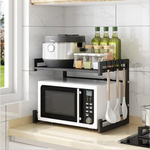 Microwave Shelf, Storage Rack Microwave Oven Rack Rice Cooker Spatula Storage Shelf Kitchen Organizer Kitchen Counter Cabinet