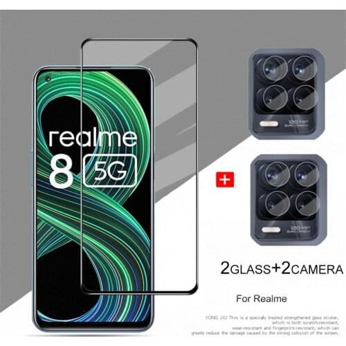 Screen protector for realme 8 pro tempered glass pelicula realm 7 8 camera film anti explosion protection realmi 8 pro glass