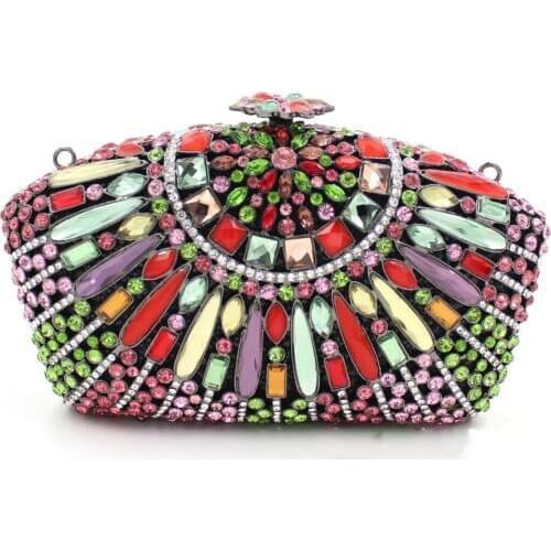 Bee In Fly Luxury Fashion Hollowing Out Scalloped Handmade Diamond Evening Bag Wedding Bride Clutch