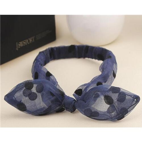 Dots Print Black Rabbit Ears Headband Elastic Lace Headband Fashion Hair Accessories for Women Cute Headband Animal Ear Headband