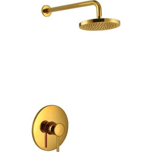 Round Design Gold color wall mounted Concealed shower mixer faucet Single handle