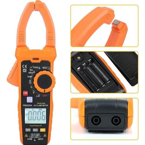 Clamp Meter PEAKMETER PM2028A 6000 Counts Digital Clamp Multimeter NCV Hz Ohm Capacitance Temp Meters Thermocouple Dropshipping