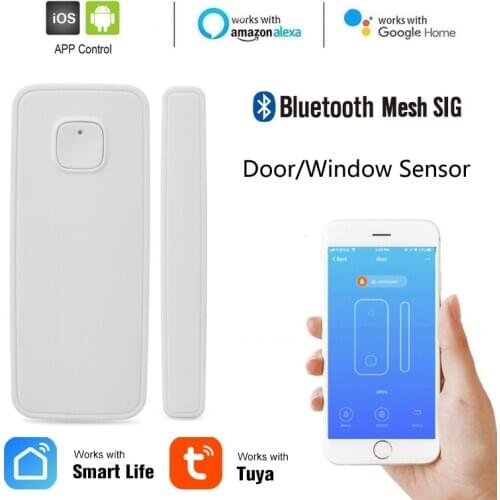 Tuya Bluetooth Mesh SIG Door Window Contact Sensor Detector Smart Home Security Wireless Burglar Alarm App Push Notification