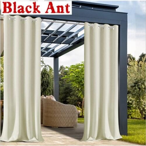 Outdoor Waterproof Curtain Blackout Finished For Balcony Heat Insulation Solid Color Sheer Curtains Veranda Drapes X-JD1052