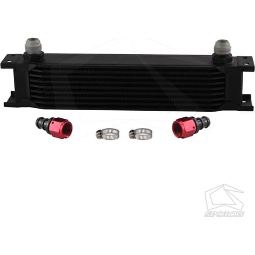 UNIVERSAL 9 ROW AN-10AN UNIVERSAL ENGINE TRANSMISSION OIL COOLER+ BLACK FITTINGS