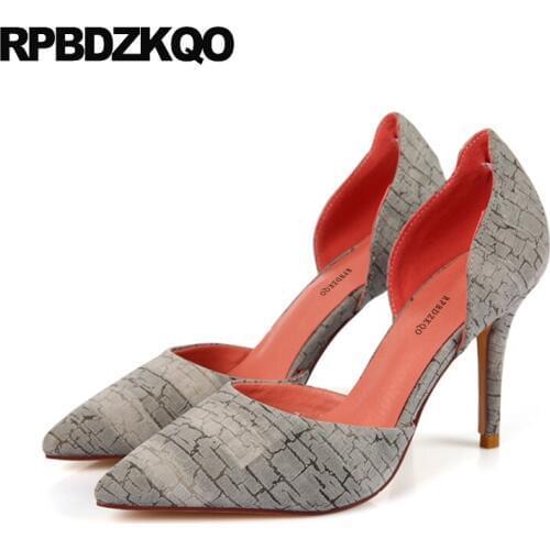 Party Prom Ladies High Heels Shoes 2018 D'orsay Pointed Toe Size 33 Multi Colored Pumps Sandals Gray Brand Women Scarpin 4 34