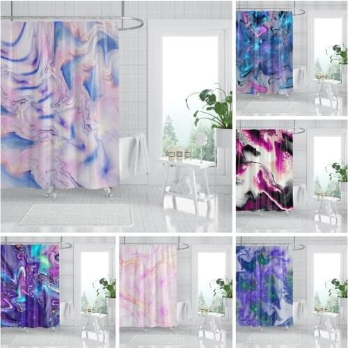 Watercolor Marble Shower Curtains Bath Marble Pattern Waterproof Polyester Eco-Friendly Shower Curtain For Bathroom Decor Home