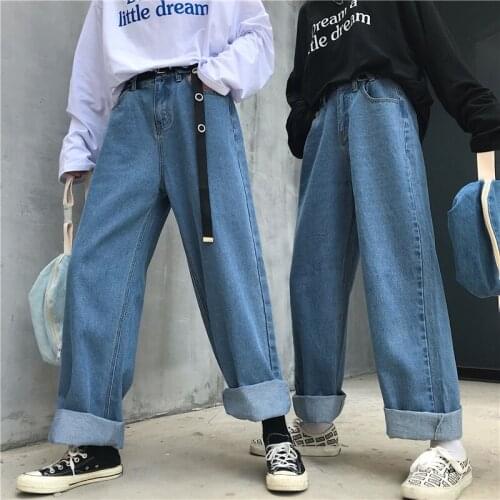 High Waist Jeans Pants Women Boyfriend Jeans For Women Harajuku Denim Harem Pants Ladies Wide Leg Blue Jeans Pants