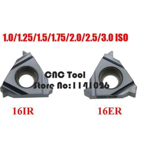 10PCS 16ER 16IR 16 ER IR 1.0/1.25/1.5/1.75/2.0/2.5/3.0 ISO Metric Carbide inserts Thread Turning tool cutting tool Lathe inserts