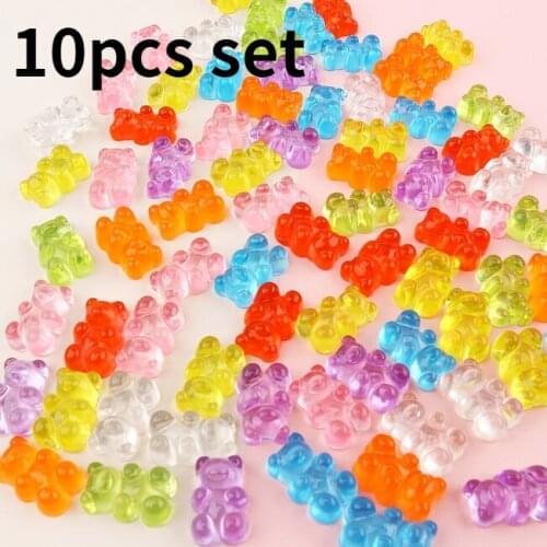 10pcs Gummy Bear Charms For Bracelet Making Necklace Jewelry Mkaing Animals Charms Pendant With Holes DIY Jewelry Findings