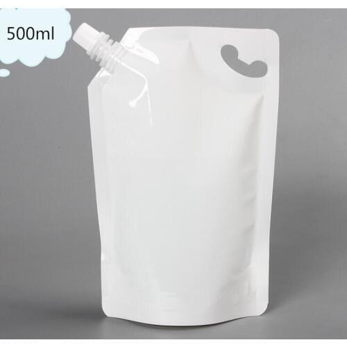 14*22cm 500ml 500Pcs White Empty Doypack Spout Bag Jelly Juice Wine Drinking Stand Up Spout PE Poly Party Package Pouch SN1299