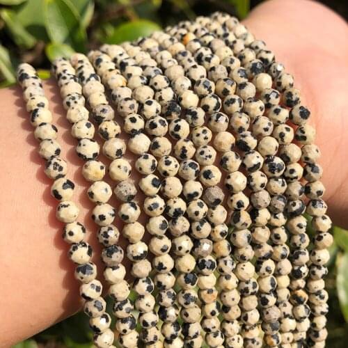2/3/4mm Natural Faceted Spotted Japers Loose Rondelle Stone Small Beads For Jewelry Making Diy Needlework Bracelet Necklace 15"