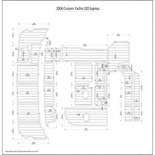 2004 Cruisers Yachts 320 Express Pad Boat EVA Teak Decking 1/4" 6mm