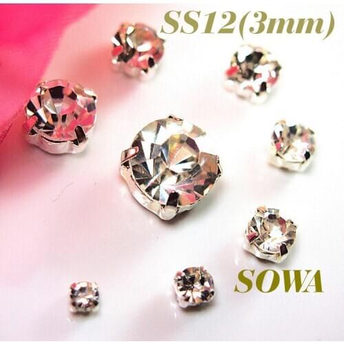 2016 Free Shipping 720pcs/lot ss12(3mm) Silver Loose Crystal Sew On glass Beads