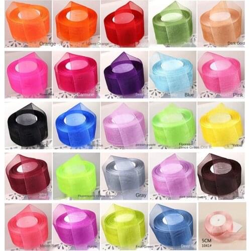 50Yards/Roll) 12/15/20/25/40/50mm Silk Organza Ribbons for Crafts Bow Handmade Gift Wrap Party Wedding Decorative Gift Ribbon