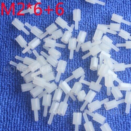 M2*6+6 1pcs White nylon Standoff Spacer Standard M2 Male-Female 6mm Standoff Kit Repair parts High Quality