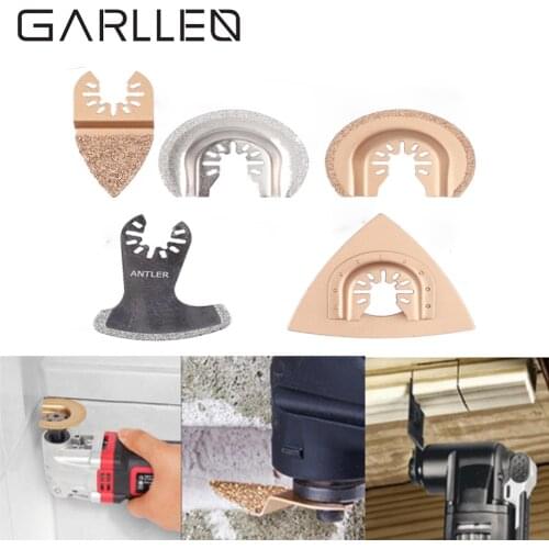 GARLLEN 5 Pcs Set Oscillating Saw Blade Carbide/Diamond Saw Blade Renovator Tools For Cutting Cement Ceramics Multi Tools