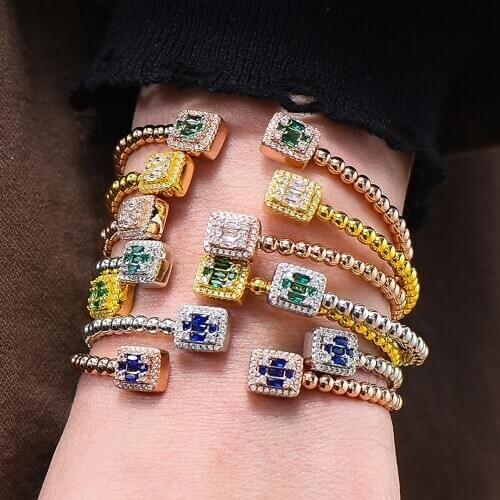 GODKI 2021 Hot Sale Luxury Stackable Trendy Bangle For Women Wedding Cubic Zircon Crystal CZ Dubai Bracelet Party Jewelry