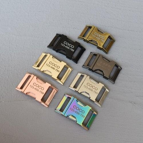 LOGO 10 Pcs 25mm Laser Engraving Metal Side Release Buckles Pets Collar Backpack Bag Webbing Buckle Paracord Bracelet Hardware