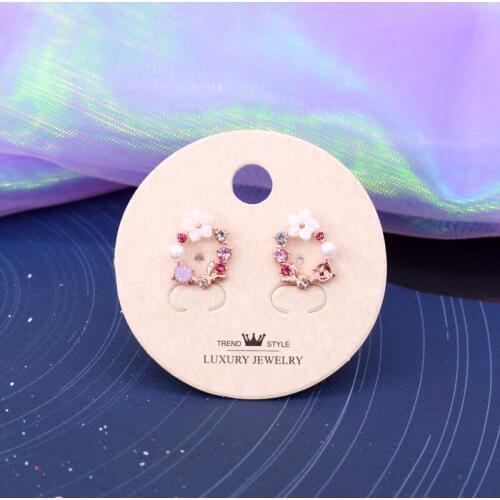 Fashion Round Shape 5x5cm Earrings Display Cards 100pcs/lot Beige Special Paper Packaging Price Tags Trendy Style Chinese Cards