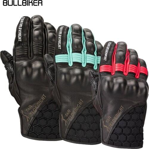 BULLBIKER Motorcycle Gloves Leather Short Touch Screen Sheepskin Breathable Riding Full Finger Cycling Protection Gear