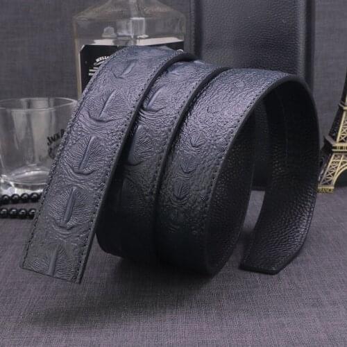 High quality designer no buckle belt Crocodile pattern men genuine leather Automatic buckle only belts fashion Casual Waistband