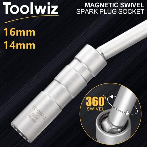 3/8" Drive CR-V 12-Point 14 16 21 mm Spark Plug Socket Wrench Spring Clips Spark Plug Removal Tool For Motorcycle Car
