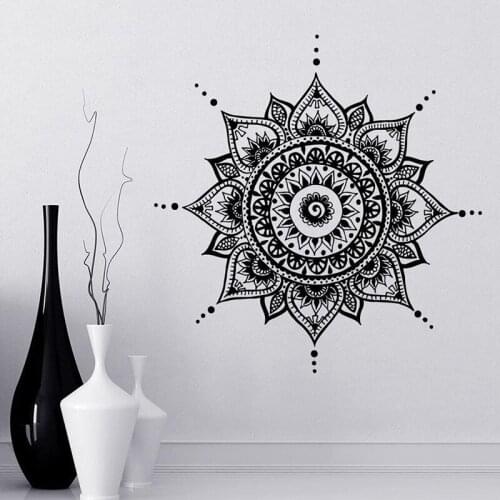 Mandala Decals Mehndi Vinyl Sticker Bedroom Wall Decal Lotus Flower Boho Indian Decor Yoga Buddha Stickers Waterproof E718