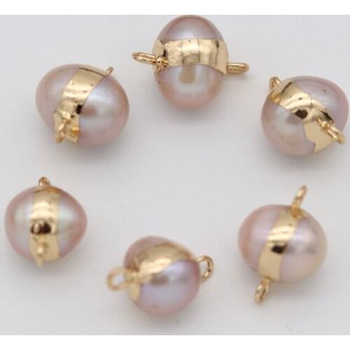 Natural Freshwater Pearl Connector Circular Purple Making Jewelry Bracelet Necklace DIY Accessories Package Sale 8x16-10x18mm